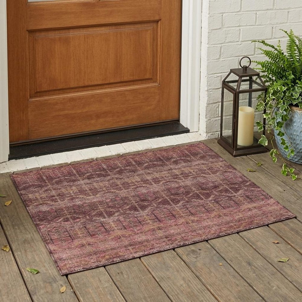 3' X 5' Burgundy And Red Tribal Washable Indoor Outdoor Area Rug HomeRoots