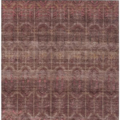 3' X 5' Burgundy And Red Tribal Washable Indoor Outdoor Area Rug HomeRoots