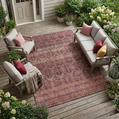 8' X 10' Burgundy And Red Tribal Washable Indoor Outdoor Area Rug