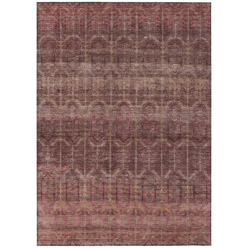 8' X 10' Burgundy And Red Tribal Washable Indoor Outdoor Area Rug — view 1