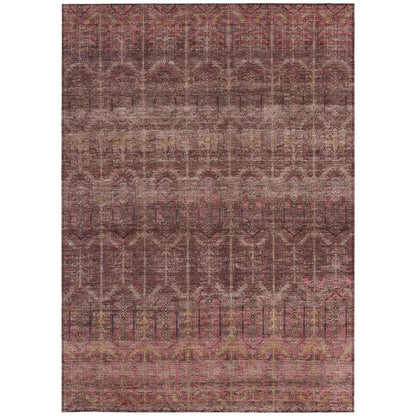 10' X 14' Burgundy And Red Tribal Washable Indoor Outdoor Area Rug