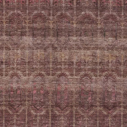 10' X 14' Burgundy And Red Tribal Washable Indoor Outdoor Area Rug