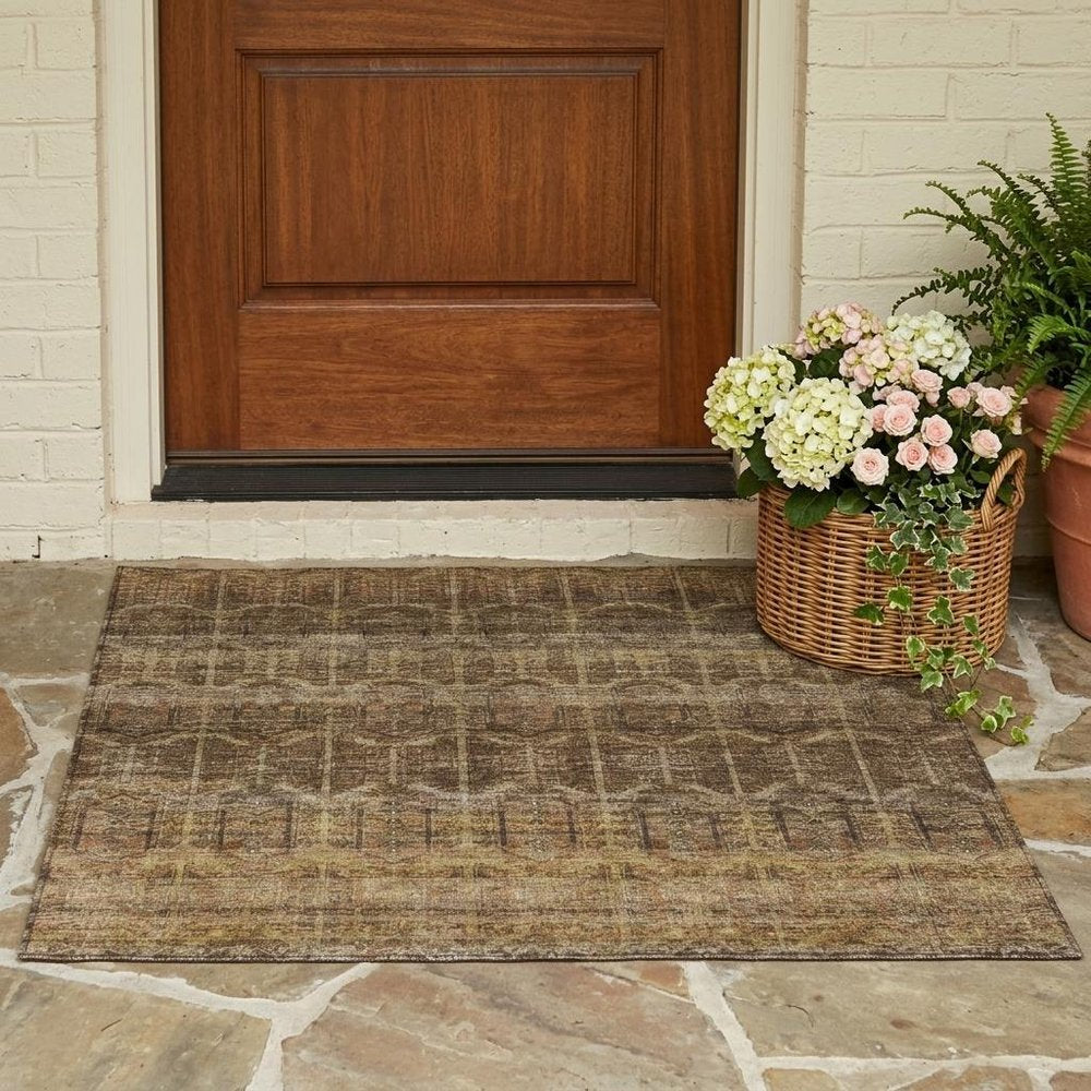 3' X 5' Brown And Chocolate Tribal Washable Indoor Outdoor Area Rug — view 5