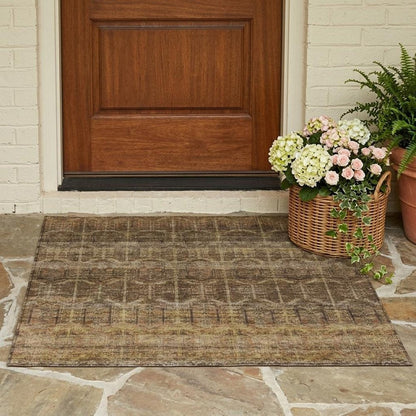 3' X 5' Brown And Chocolate Tribal Washable Indoor Outdoor Area Rug HomeRoots