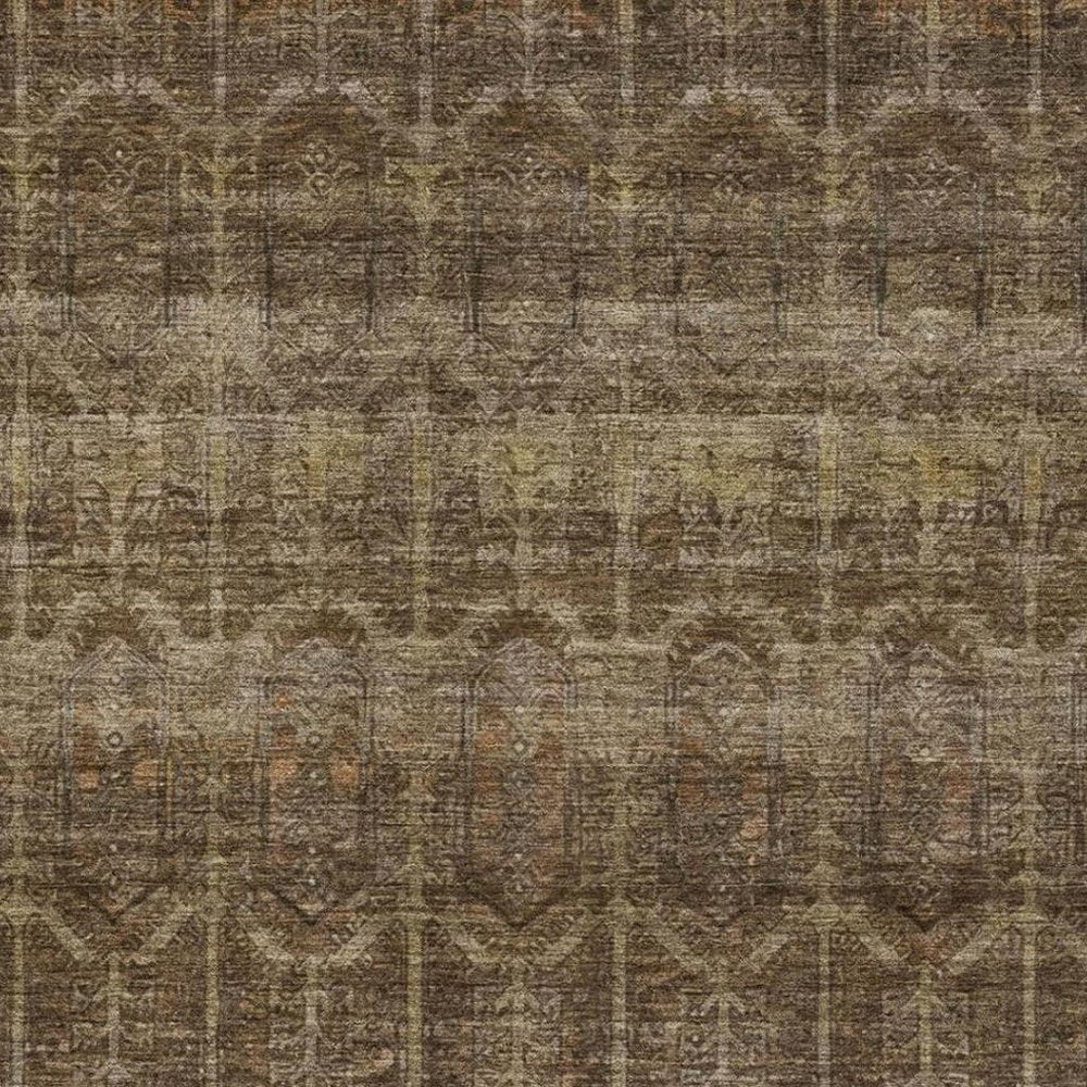 3' X 5' Brown And Chocolate Tribal Washable Indoor Outdoor Area Rug — view 6