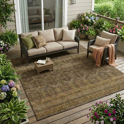 5' X 8' Brown And Chocolate Tribal Washable Indoor Outdoor Area Rug HomeRoots