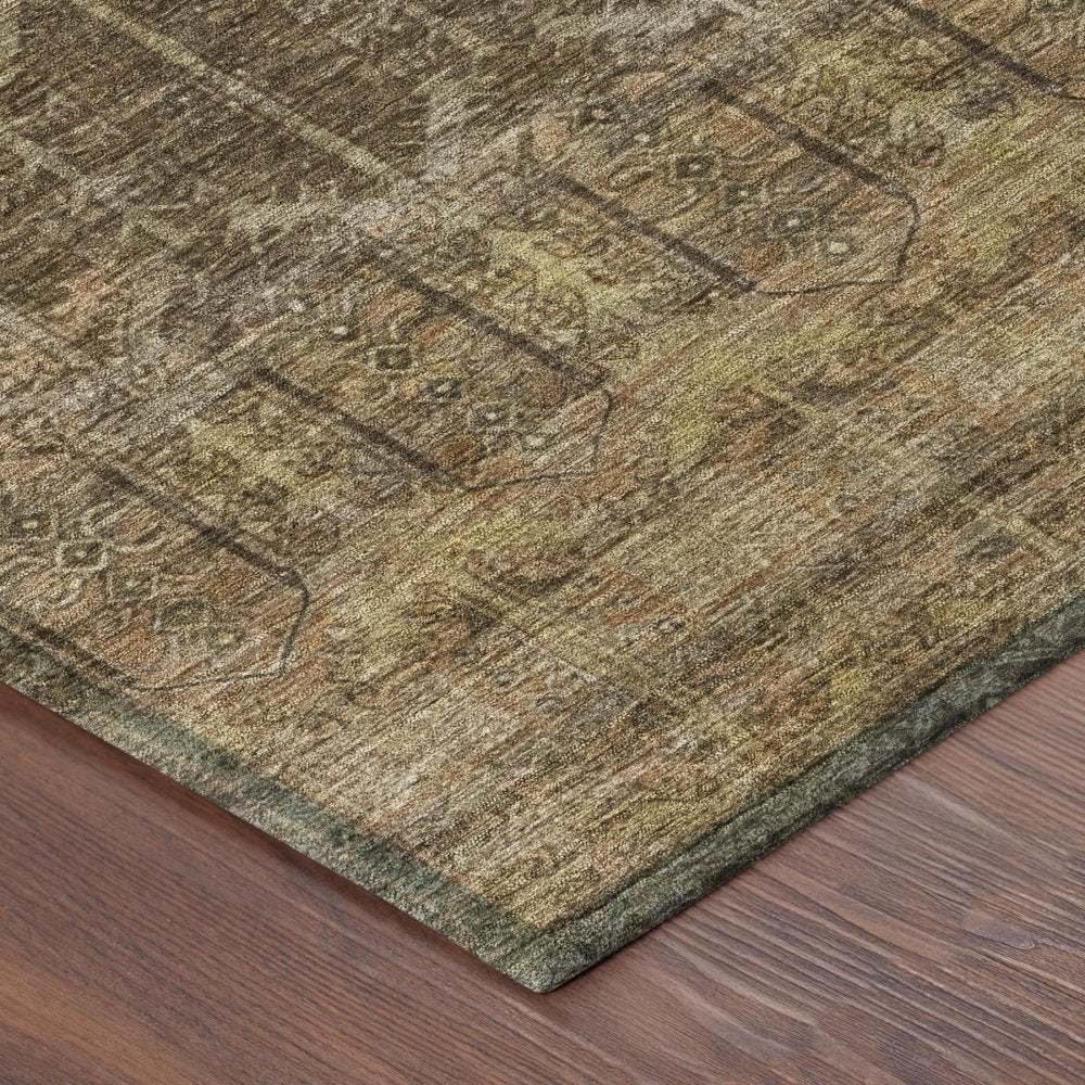 5' X 8' Brown And Chocolate Tribal Washable Indoor Outdoor Area Rug — view 2