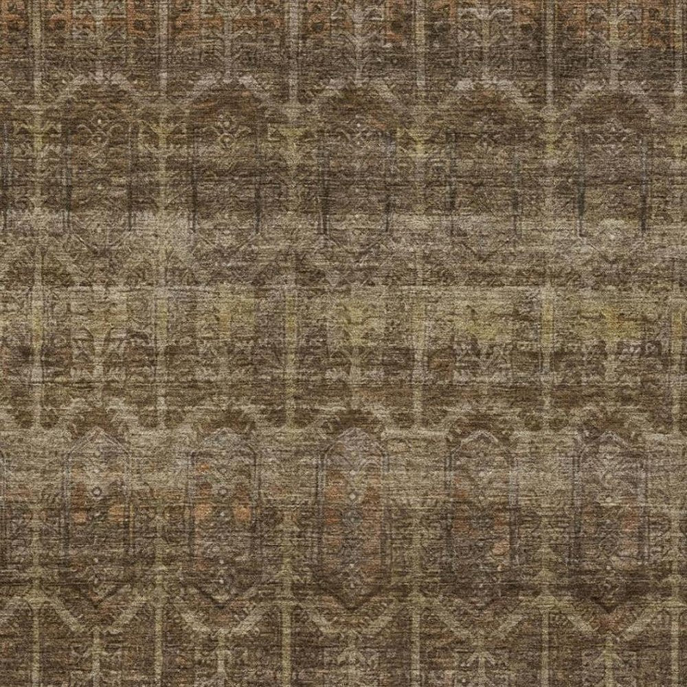 5' X 8' Brown And Chocolate Tribal Washable Indoor Outdoor Area Rug HomeRoots