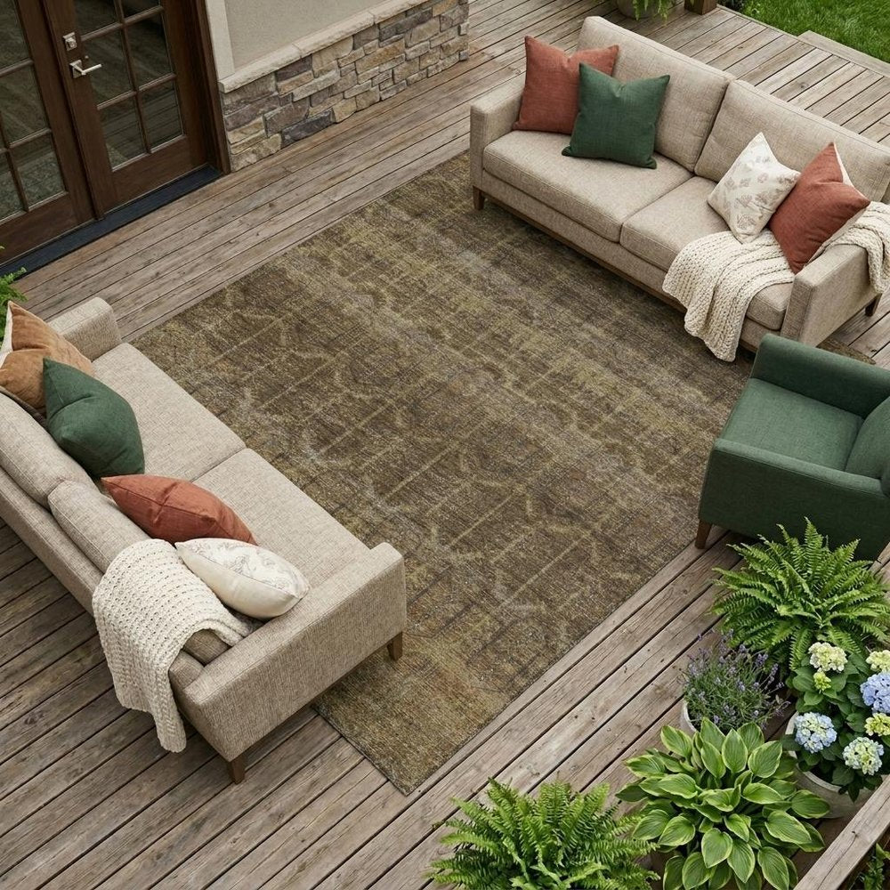 8' X 10' Brown And Chocolate Tribal Washable Indoor Outdoor Area Rug — view 5