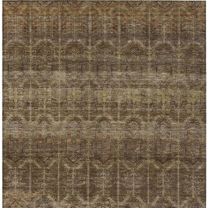 8' X 10' Brown And Chocolate Tribal Washable Indoor Outdoor Area Rug HomeRoots