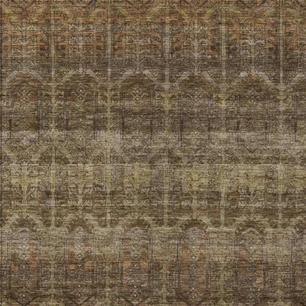 8' X 10' Brown And Chocolate Tribal Washable Indoor Outdoor Area Rug HomeRoots