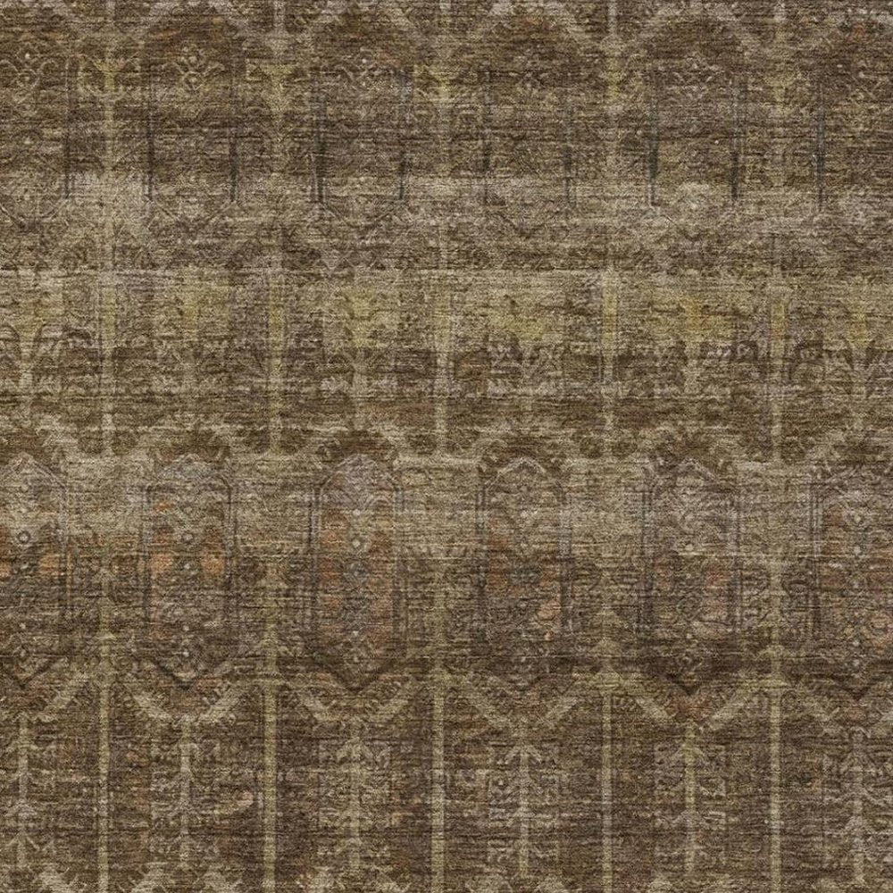 9' X 12' Brown And Chocolate Tribal Washable Indoor Outdoor Area Rug HomeRoots