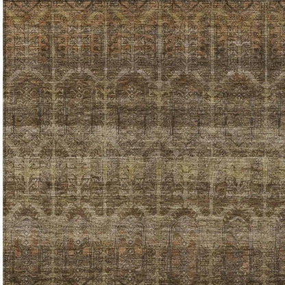 10' X 14' Brown And Chocolate Tribal Washable Indoor Outdoor Area Rug HomeRoots