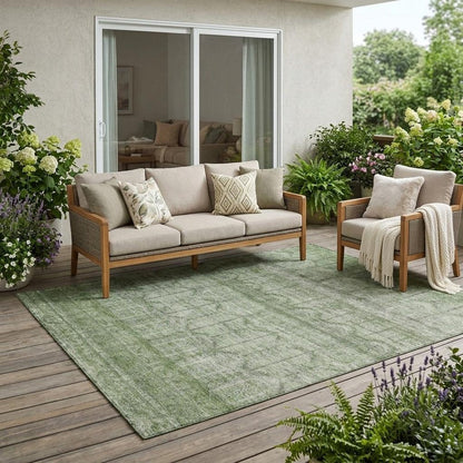 5' X 8' Sage And Green Tribal Washable Indoor Outdoor Area Rug HomeRoots