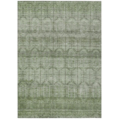 5' X 8' Sage And Green Tribal Washable Indoor Outdoor Area Rug HomeRoots