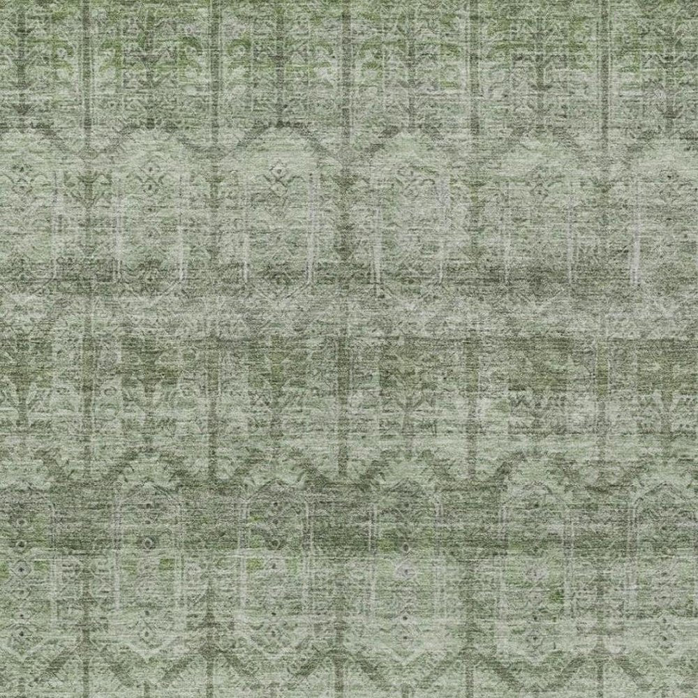 5' X 8' Sage And Green Tribal Washable Indoor Outdoor Area Rug HomeRoots