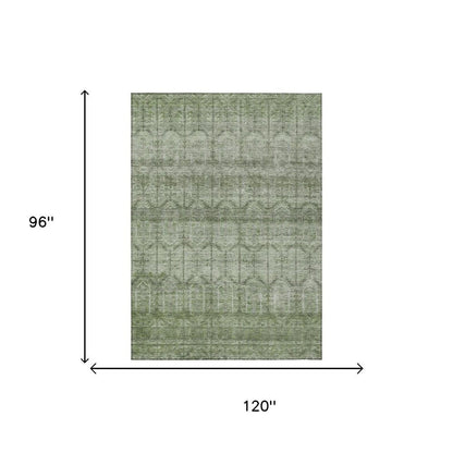 8' X 10' Sage And Green Tribal Washable Indoor Outdoor Area Rug HomeRoots