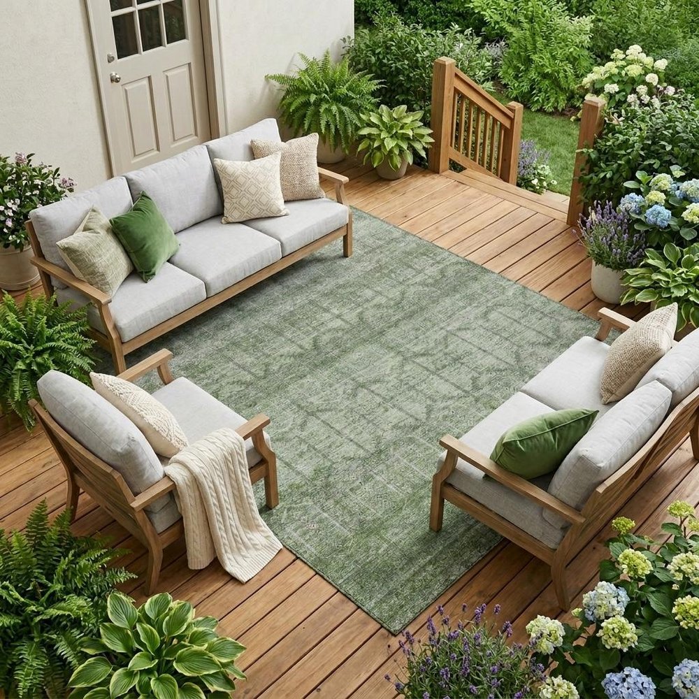 8' X 10' Sage And Green Tribal Washable Indoor Outdoor Area Rug HomeRoots