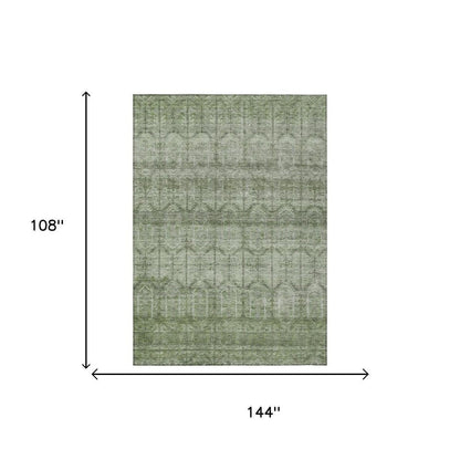 9' X 12' Sage And Green Tribal Washable Indoor Outdoor Area Rug HomeRoots