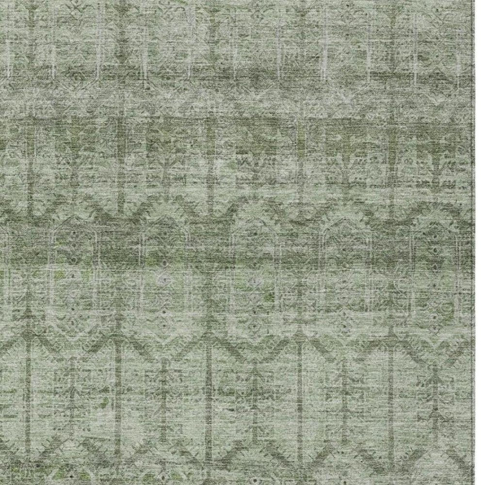 9' X 12' Sage And Green Tribal Washable Indoor Outdoor Area Rug HomeRoots