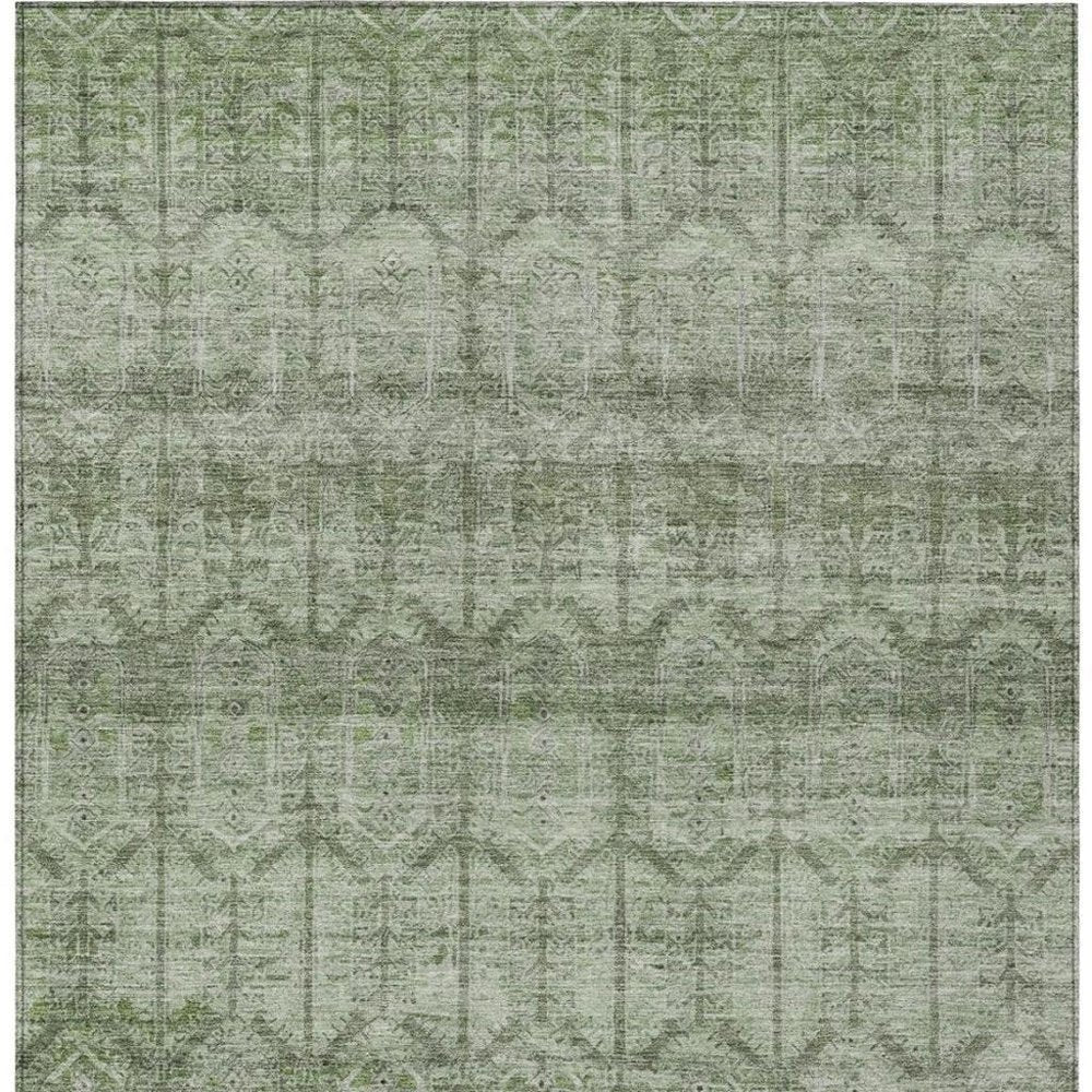 10' X 14' Sage And Green Tribal Washable Indoor Outdoor Area Rug HomeRoots