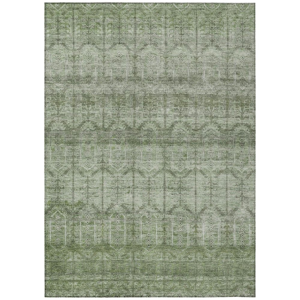 10' X 14' Sage And Green Tribal Washable Indoor Outdoor Area Rug — view 1