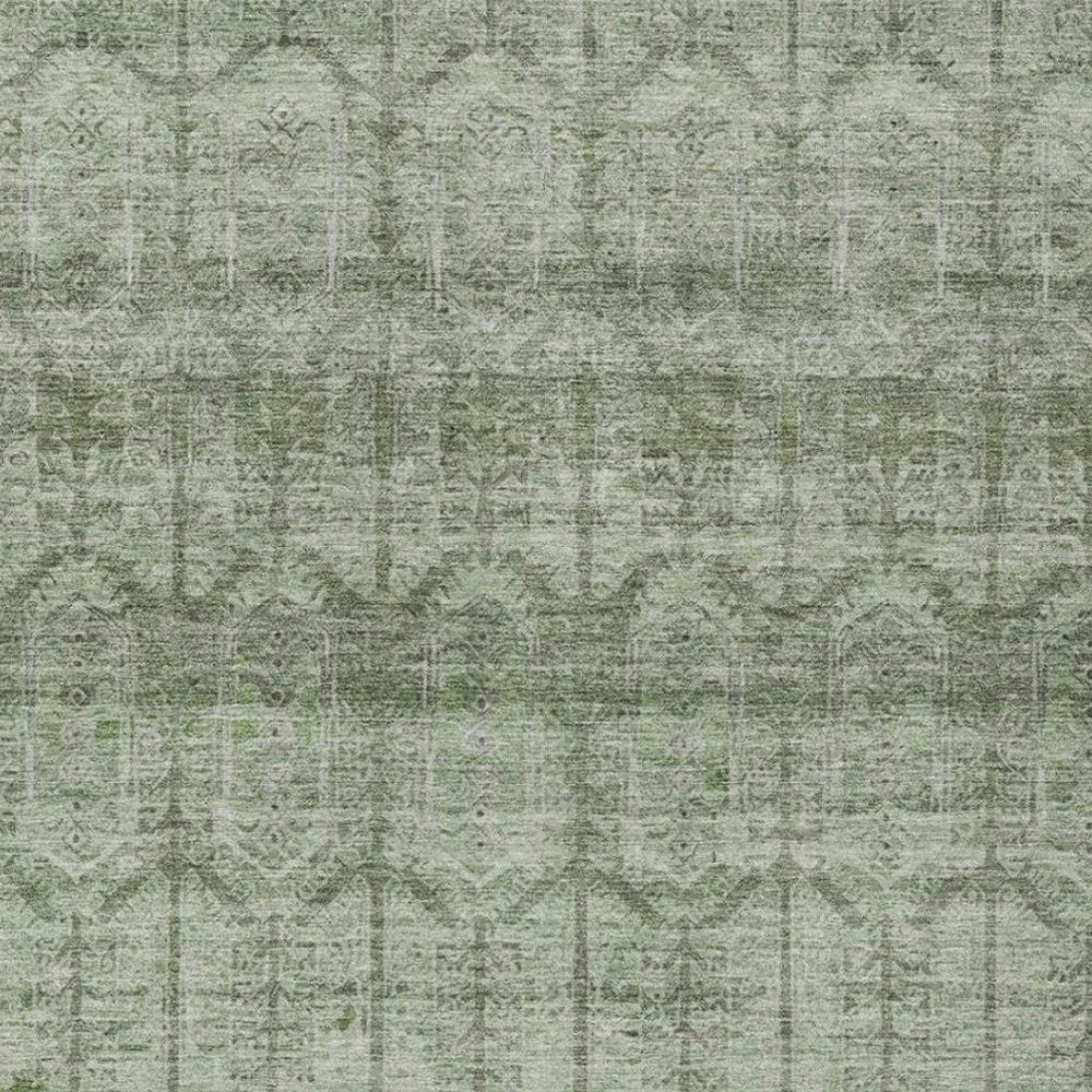 10' X 14' Sage And Green Tribal Washable Indoor Outdoor Area Rug HomeRoots