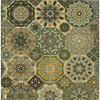 8' X 10' Green And Olive Green Patchwork Washable Indoor Outdoor Area Rug HomeRoots