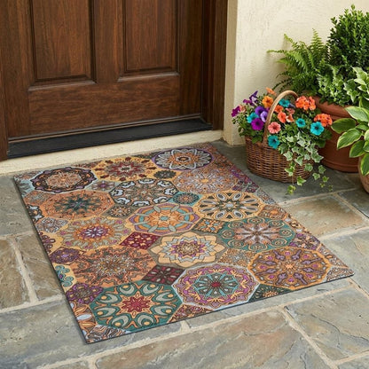 3' X 5' Orange And Rust Patchwork Washable Indoor Outdoor Area Rug HomeRoots