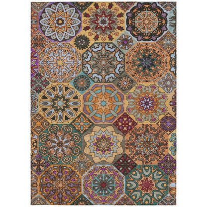 3' X 5' Orange And Rust Patchwork Washable Indoor Outdoor Area Rug HomeRoots