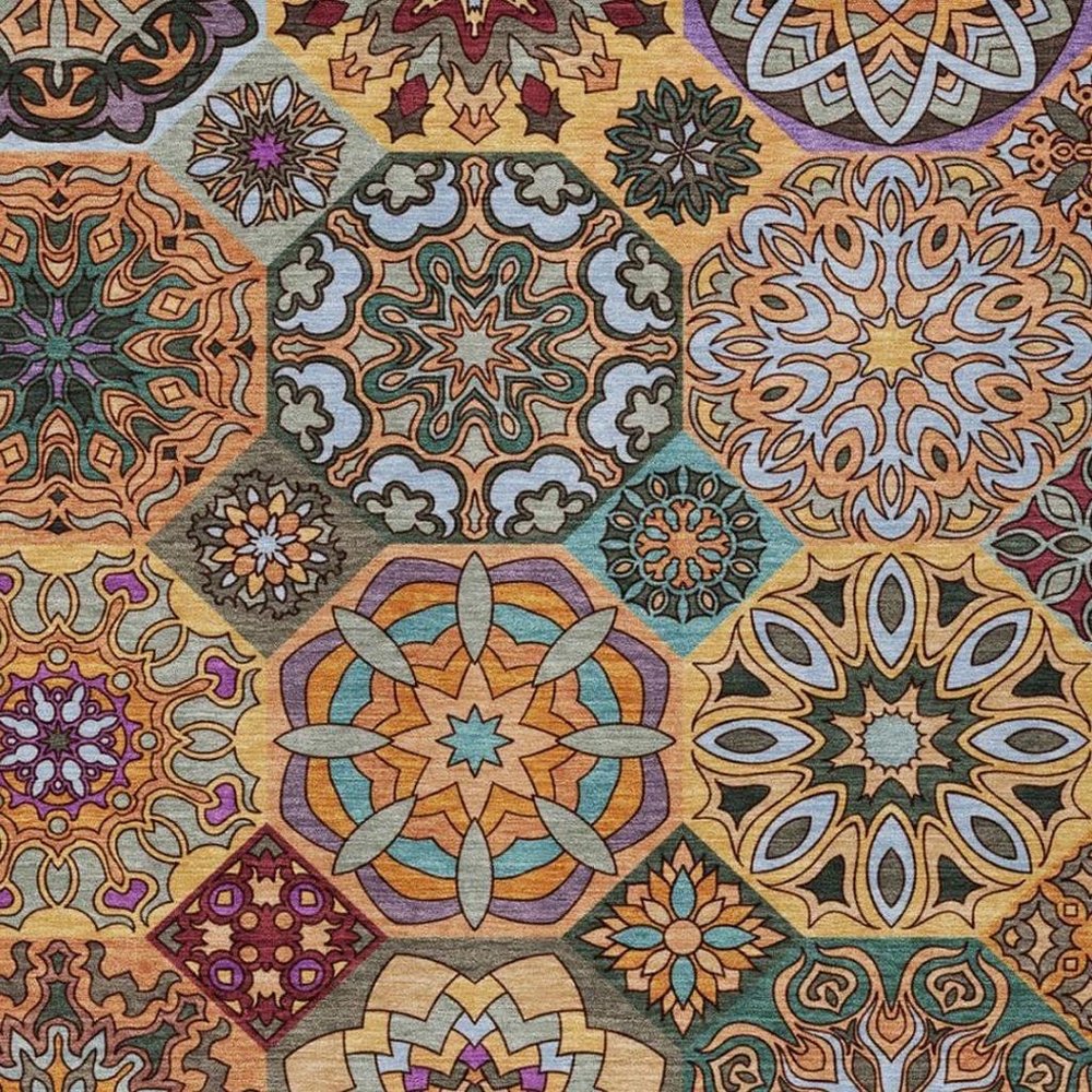 3' X 5' Orange And Rust Patchwork Washable Indoor Outdoor Area Rug HomeRoots