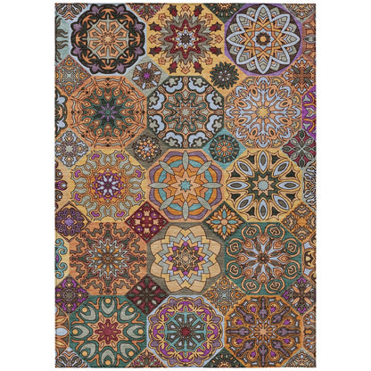 5' X 8' Orange And Rust Patchwork Washable Indoor Outdoor Area Rug HomeRoots