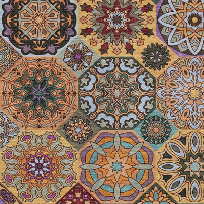 5' X 8' Orange And Rust Patchwork Washable Indoor Outdoor Area Rug HomeRoots