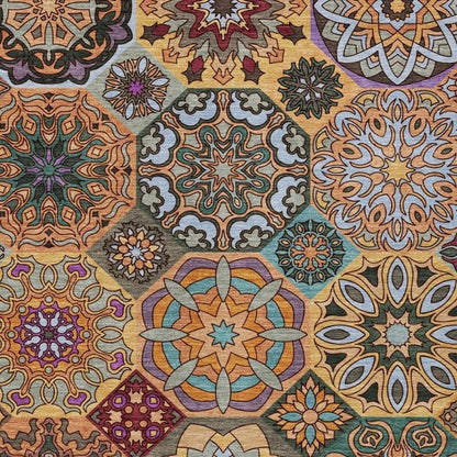 10' X 14' Orange And Rust Patchwork Washable Indoor Outdoor Area Rug