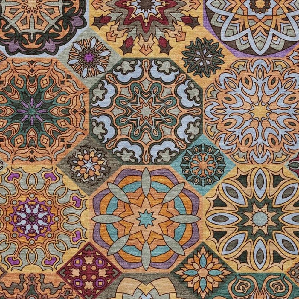 10' X 14' Orange And Rust Patchwork Washable Indoor Outdoor Area Rug HomeRoots