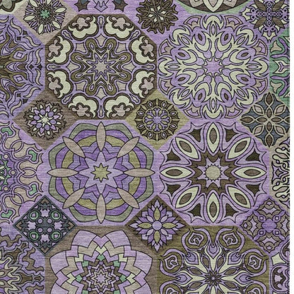 3' X 5' Purple And Graphite Patchwork Washable Indoor Outdoor Area Rug HomeRoots