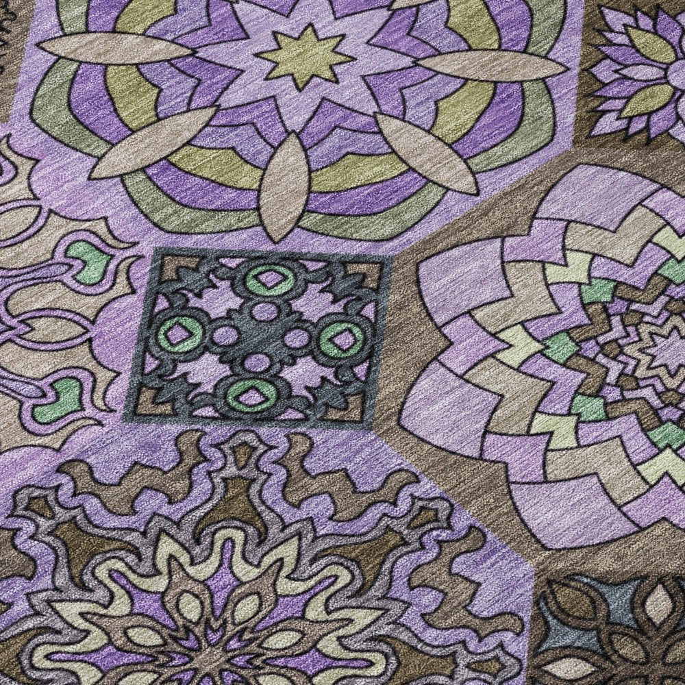 3' X 5' Purple And Graphite Patchwork Washable Indoor Outdoor Area Rug HomeRoots