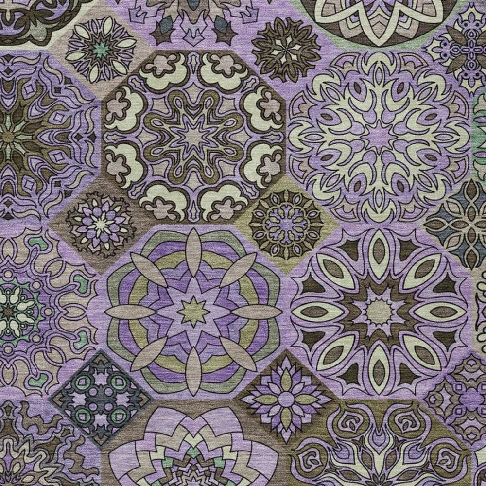 5' X 8' Purple And Graphite Patchwork Washable Indoor Outdoor Area Rug HomeRoots