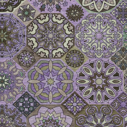 5' X 8' Purple And Graphite Patchwork Washable Indoor Outdoor Area Rug HomeRoots