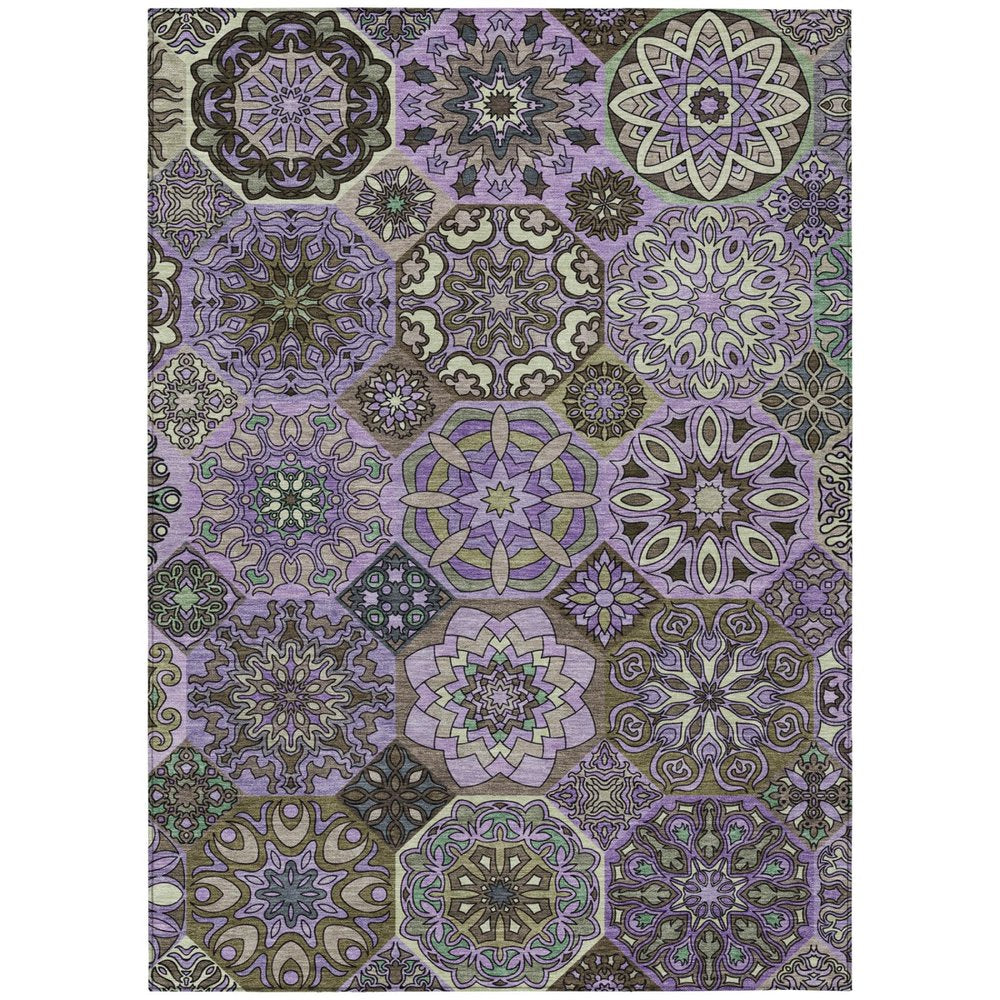8' X 10' Purple And Graphite Patchwork Washable Indoor Outdoor Area Rug HomeRoots