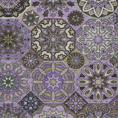 8' X 10' Purple And Graphite Patchwork Washable Indoor Outdoor Area Rug