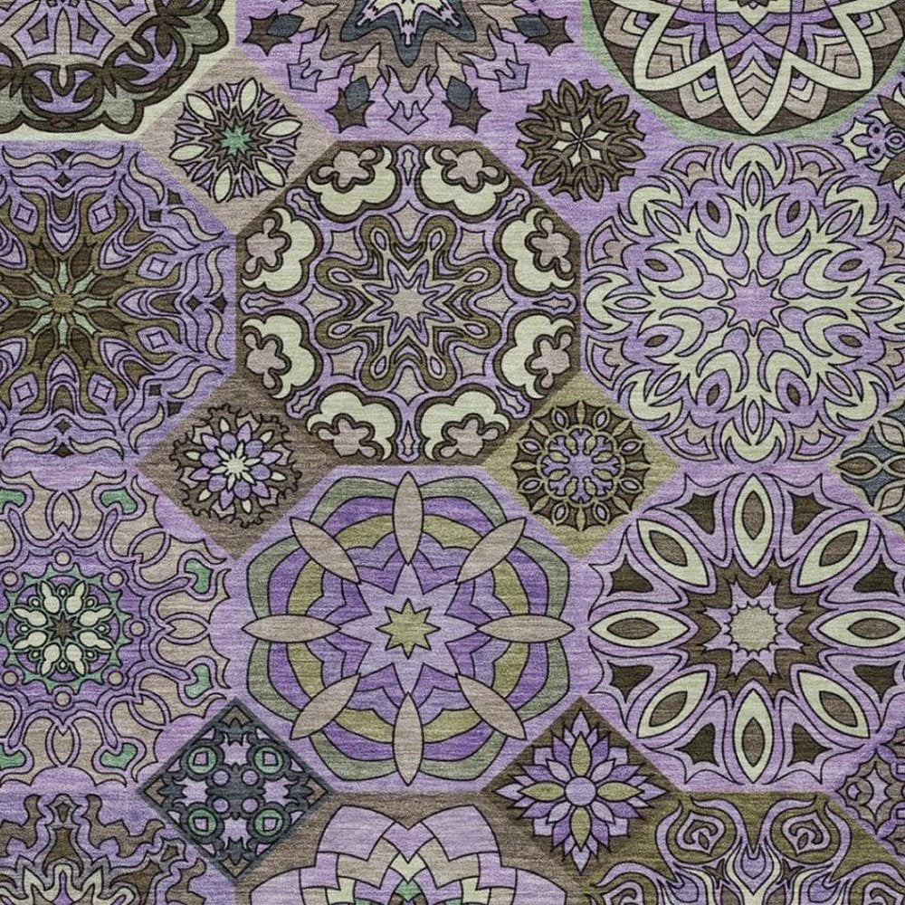 8' X 10' Purple And Graphite Patchwork Washable Indoor Outdoor Area Rug — view 6