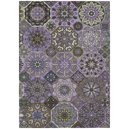 10' X 14' Purple And Graphite Patchwork Washable Indoor Outdoor Area Rug HomeRoots