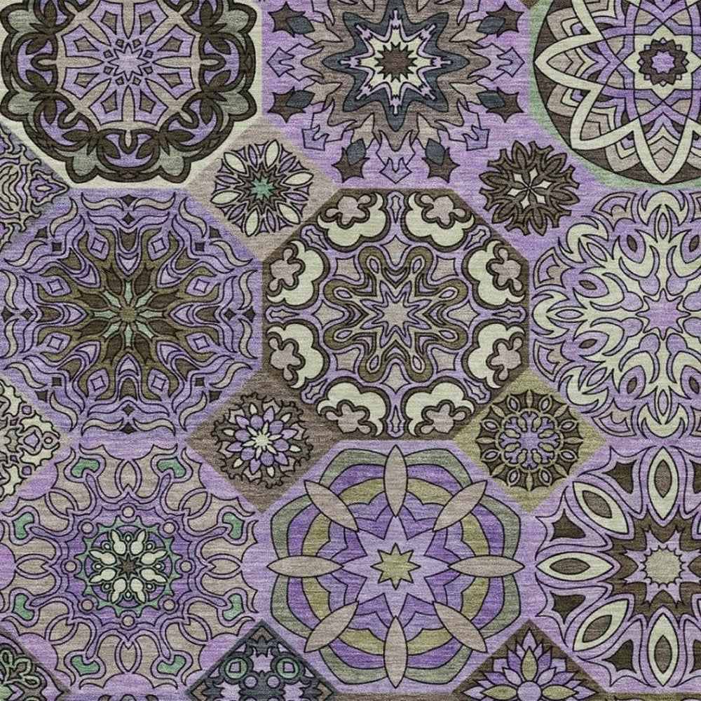 10' X 14' Purple And Graphite Patchwork Washable Indoor Outdoor Area Rug HomeRoots