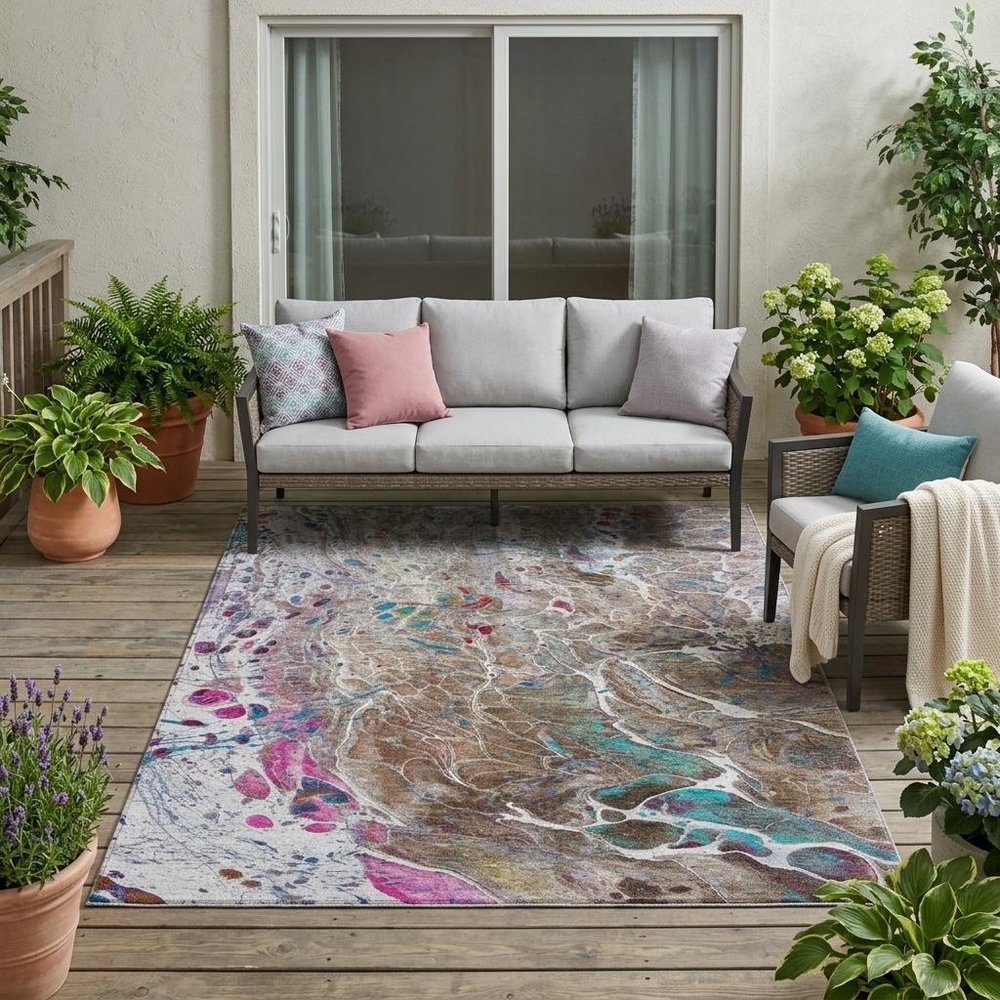 5' X 8' Brown And Gray Abstract Washable Indoor Outdoor Area Rug HomeRoots
