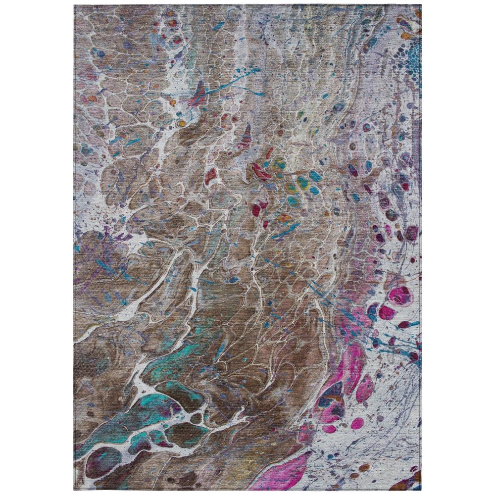 5' X 8' Brown And Gray Abstract Washable Indoor Outdoor Area Rug HomeRoots