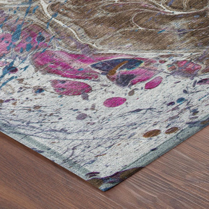 5' X 8' Brown And Gray Abstract Washable Indoor Outdoor Area Rug HomeRoots