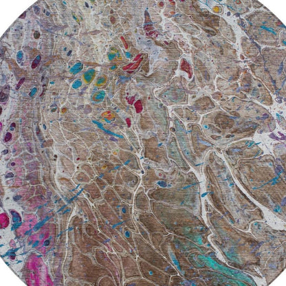 8' Brown And Gray Round Abstract Washable Indoor Outdoor Area Rug HomeRoots