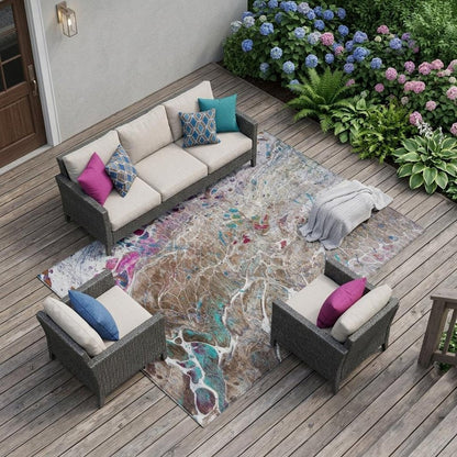 8' X 10' Brown And Gray Abstract Washable Indoor Outdoor Area Rug HomeRoots