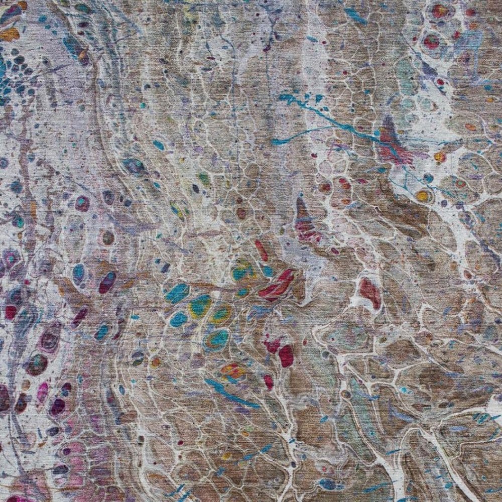 9' X 12' Brown And Gray Abstract Washable Indoor Outdoor Area Rug — view 6